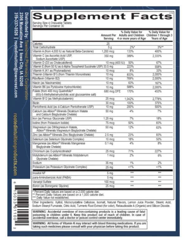 Etiqueta frontal del multivitamínico para niños sabor limón