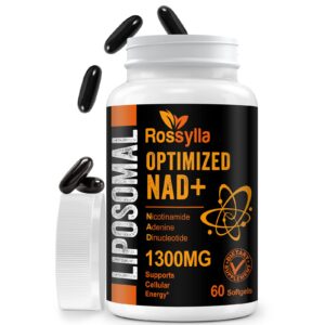 Rossylla NAD+ liposomal etiqueta y frasco