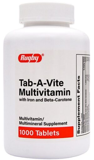 Version 1.0.0 Rugby Tab-A-Vite multivitamínico con hierro y beta-caroteno 1000 tabletas