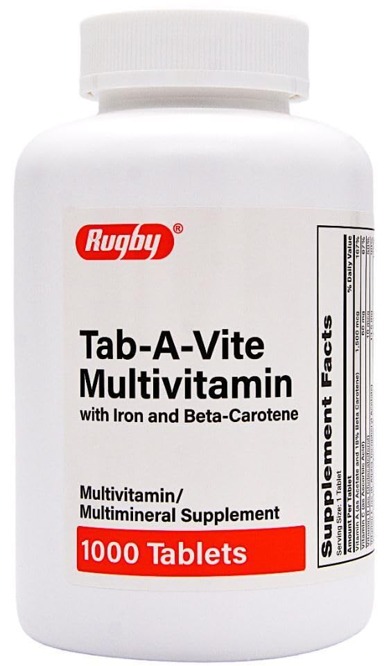 Rugby Tab-A-Vite multivitamínico con hierro y beta-caroteno 1000 tabletas