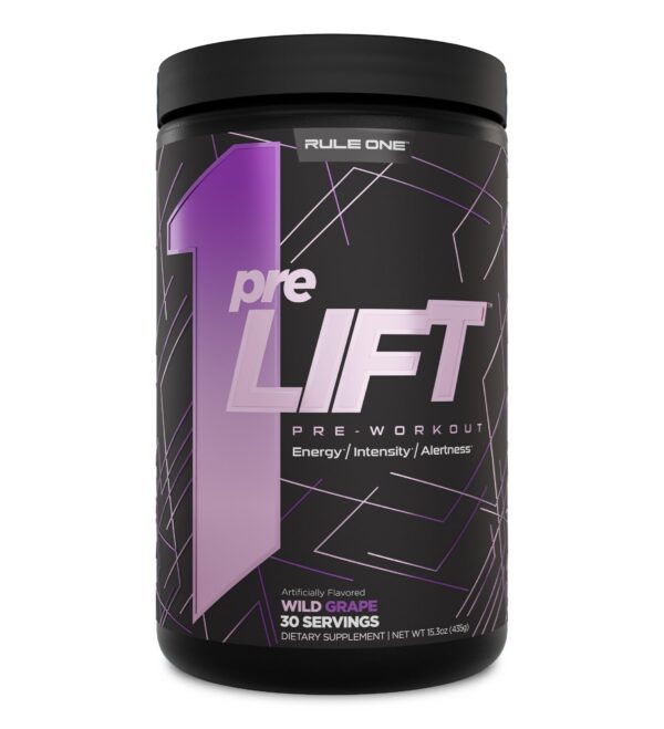 Frente del envase Rule 1 preLIFT Pre-Workout