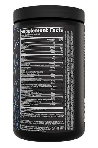 Etiqueta de ingredientes y dosis en Rule 1 preLIFT