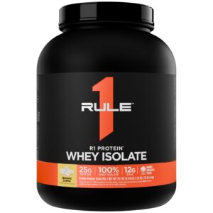 Rule1 R1 Protein Whey Isolate frente de etiqueta Banana Crema