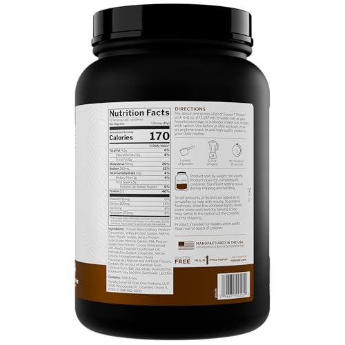 Etiqueta de Source 7 Protein en frasco