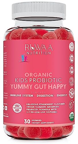 RUWAA NUTRITION gomitas probióticas orgánicas para niños sabor fresa