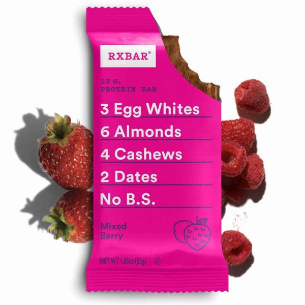 Version 1.0.0 RXBAR etiqueta y sabores en empaque