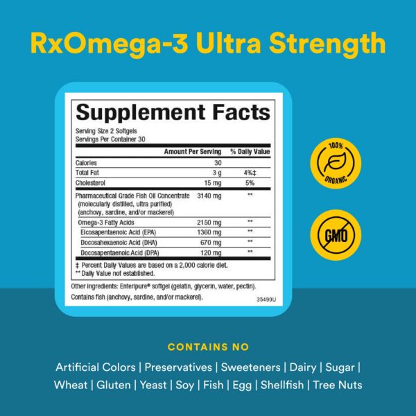 Frasco RxOmega-3 con etiqueta
