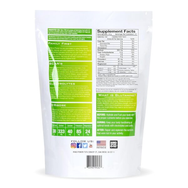 Ryno Power electrolyte drink mix etiqueta frontal