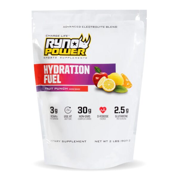 Version 1.0.0 Ryno Power Hydration sabor Fruit Punch frasco
