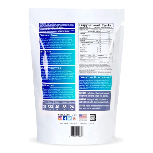 Version 1.0.0 Ryno Power Hydration etiqueta frontal
