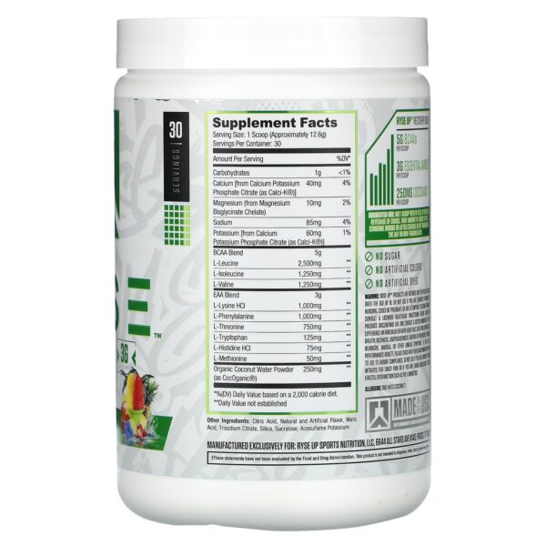 BCAA EAA sabor Tropical SnoCone etiqueta