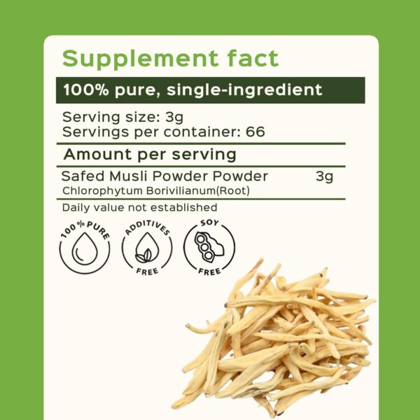 Etiqueta de Safed Musli powder