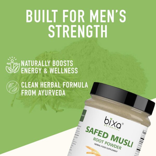 Muestra de polvo Safed Musli