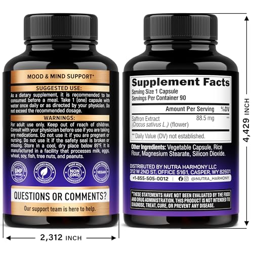 Version 1.0.0 Front view of saffron capsule bottle