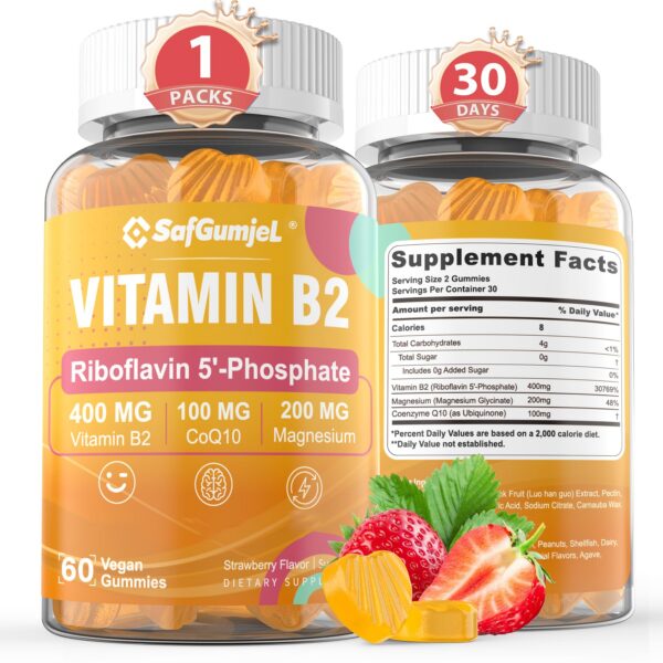 Safgumjel Gomitas B2 riboflavin etiqueta frontal