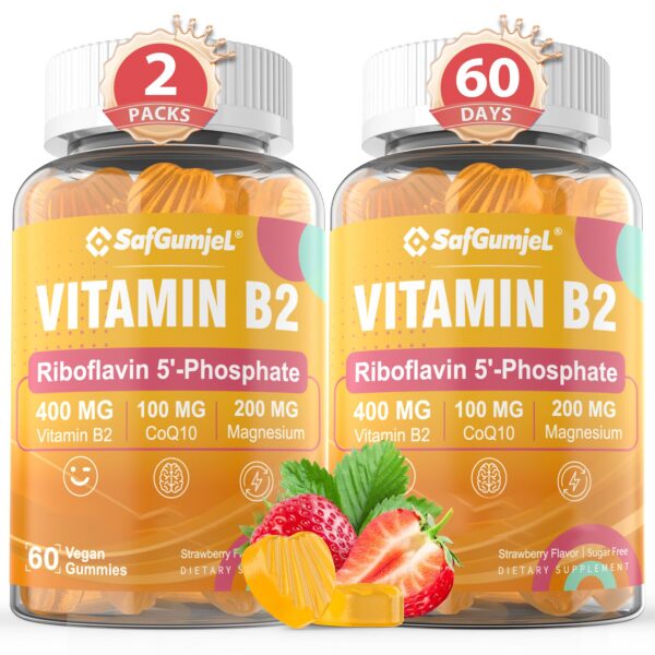 Frente de la etiqueta Safgumjel Vitamin B2 Gummies