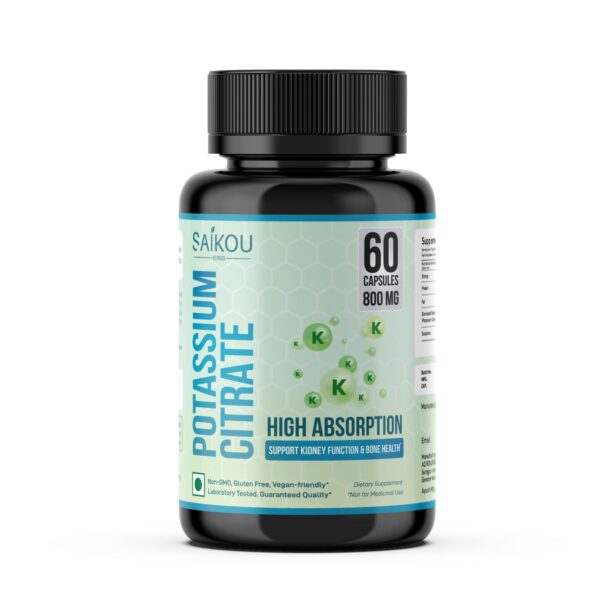 Frente de la botella Citrato de Potasio 800 mg