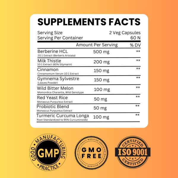 Version 1.0.0 Etiqueta frontal suplemento Saikou Herbs con berberina y cúrcuma