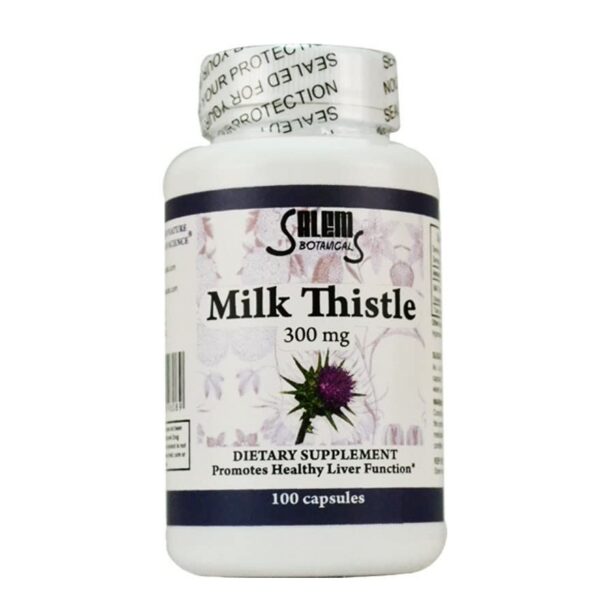 Frasco de cápsulas Cardo Mariano Salem Botanicals 300 mg