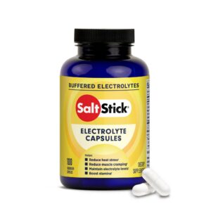 Cápsulas SaltStick electrolitos vitamina d envase amarillo 100 pastillas