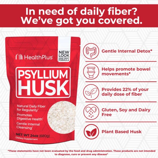 Salud digestiva con cáscara de psyllium Health Plus 96 porciones