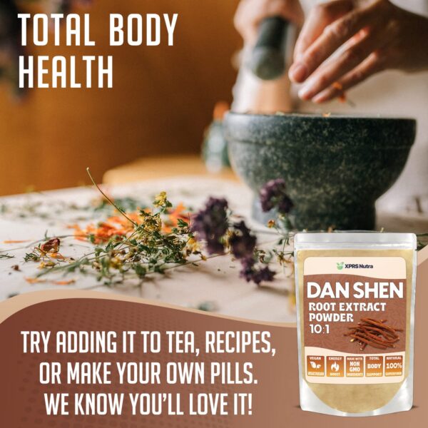 Version 1.0.0 Salvia roja raíz Dan Shen polvo XPRS Nutra suplemento vegano