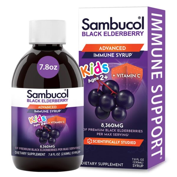 Sambucol jarabe saúco negro para niños 7.8oz botella frontal