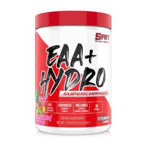 Version 1.0.0 SAN EAA Hydration botella frente a la etiqueta