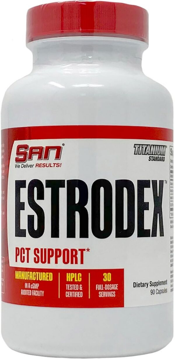 Version 1.0.0 Envase de SAN Estrodex mostrado lateral