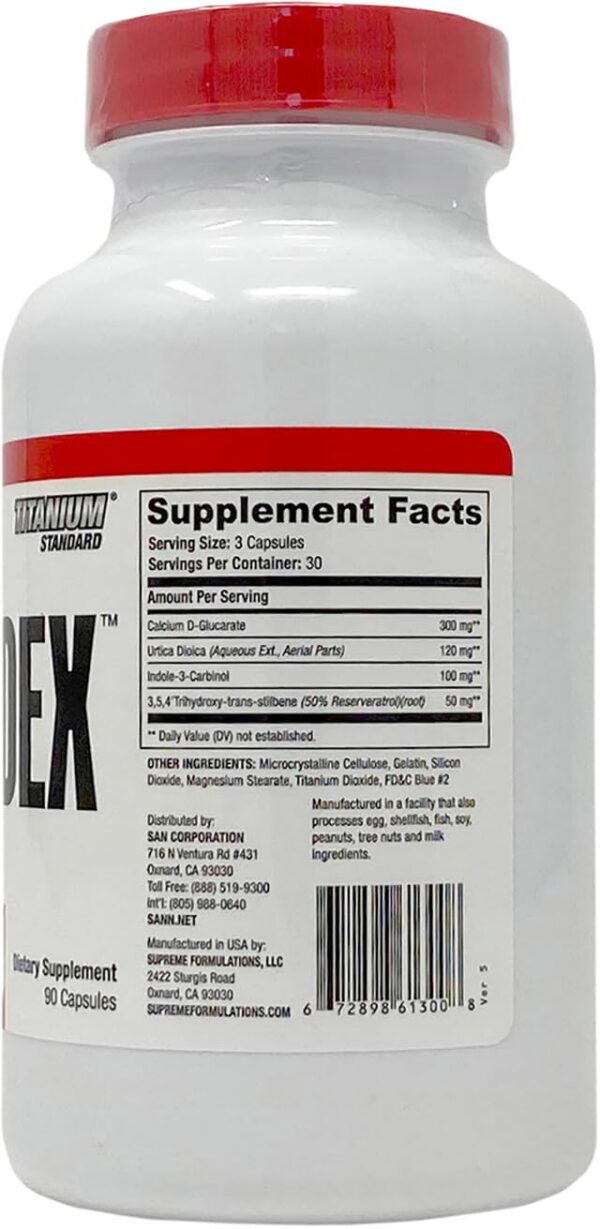 Version 1.0.0 Etiqueta de SAN Estrodex en primer plano