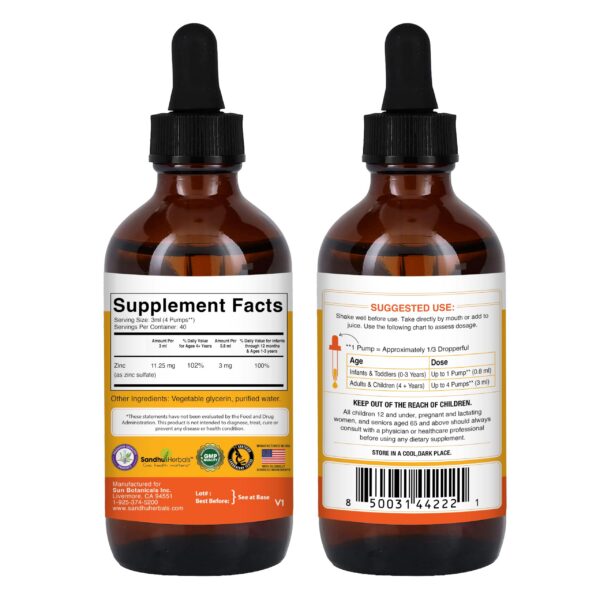 Etiqueta de zinc líquido Sandhu Herbals