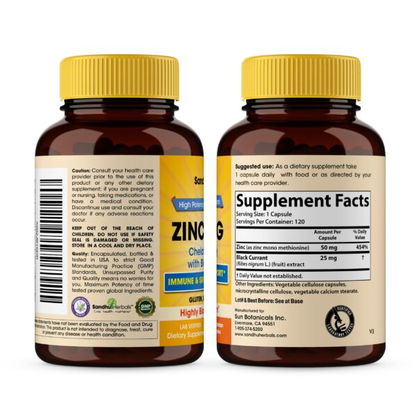 Version 1.0.0 Presentación de 120 cápsulas de zinc