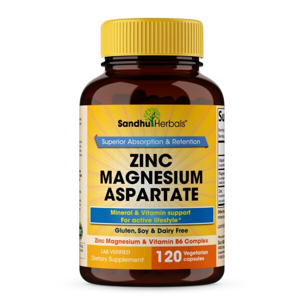 Frasco de Zinc Magnesium Aspartate con etiqueta