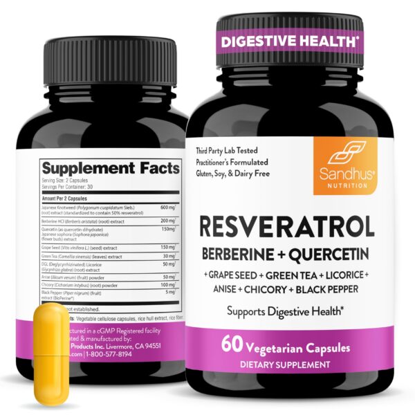 Frasco de Sandhu’s Resveratrol con Berberina