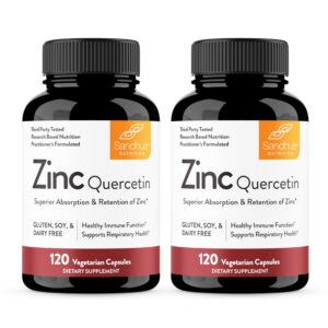 Frasco frontal Sandhu's Zinc Quercetin 120 cápsulas