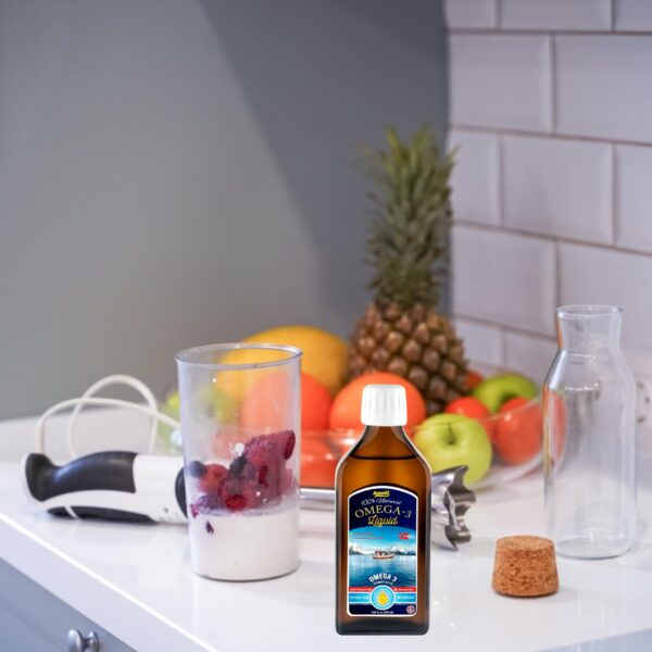 Etiqueta lateral de Sanniti Omega-3 líquido