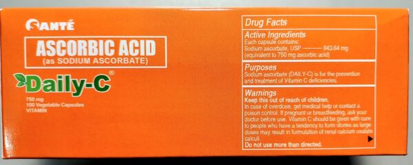 Santé Daily-C 750mg cápsulas antioxidantes veganas