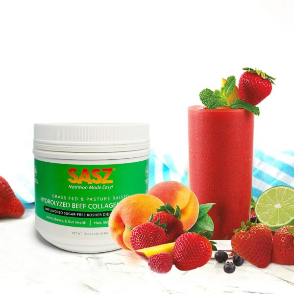 Version 1.0.0 Polvo de colágeno SASZ sin sabor en frasco
