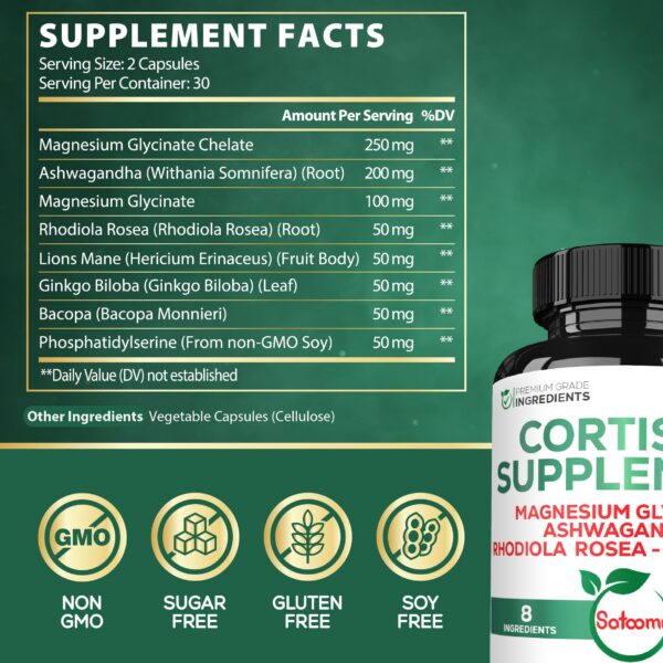 Etiqueta lateral de Satoomi 8in1 Cortisol Manager