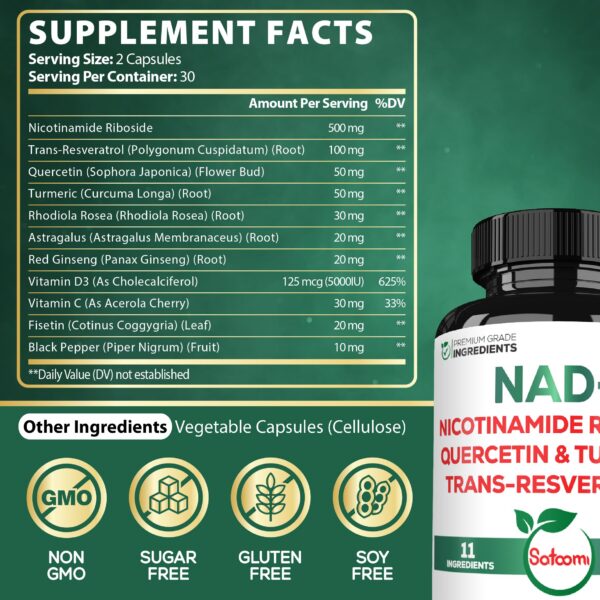 Etiqueta de ingredientes NAD NR Satoomi