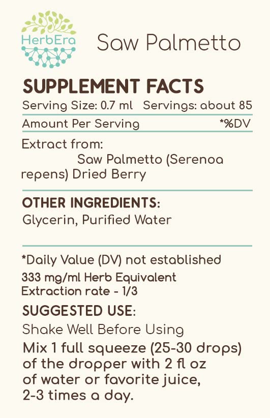 Saw Palmetto extracto concentrado gotas naturales 2 fl oz