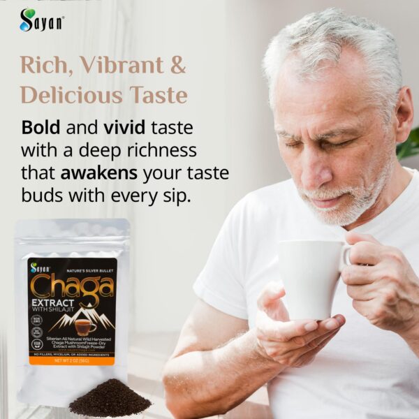 Frasco del extracto de chaga con shilajit Sayan para antioxidante