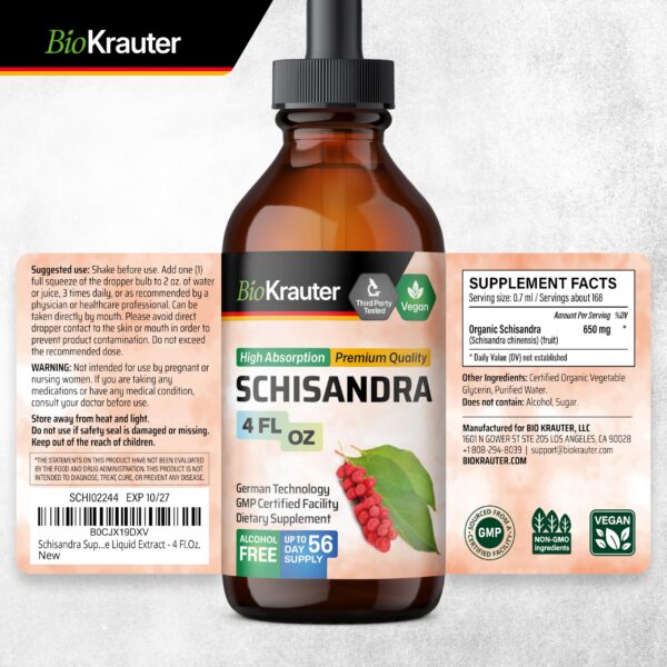 Etiqueta de ingredientes Schisandra Drops