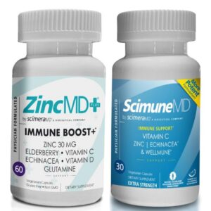 Envase del suplemento ScimeraMD ScimuneMD para apoyo inmunológico