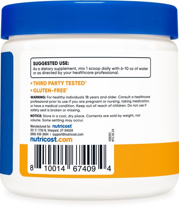 Scoop incluido para polvo Citrato de Magnesio Nutricost