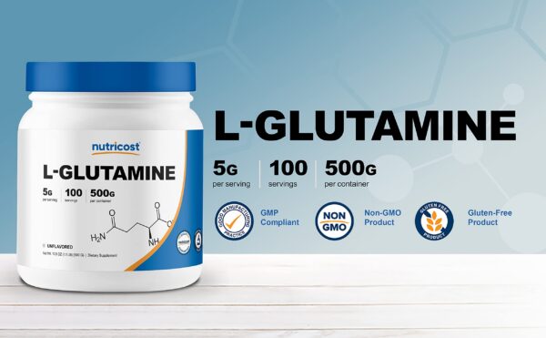 Version 1.0.0 Scoop con polvo L-Glutamina Nutricost sin sabor