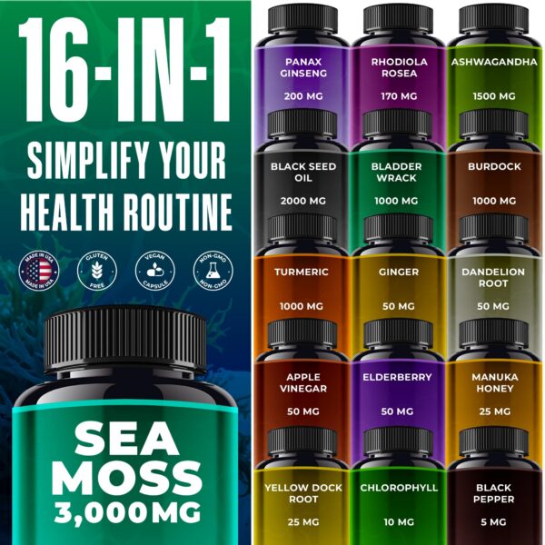 Cápsulas Sea Moss premium para energía, inmunidad y digestión