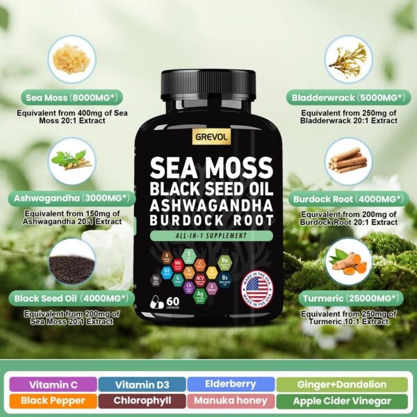 Cápsulas Sea Moss Multimineral apiladas