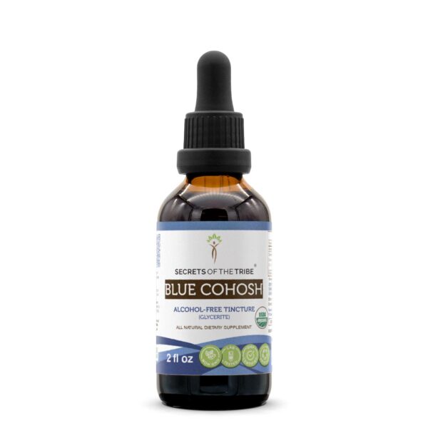 Secrets of the Tribe Blue Cohosh extracto orgánico botella frontal