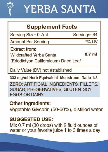 Extracto sin alcohol de hoja Yerba Santa para bienestar